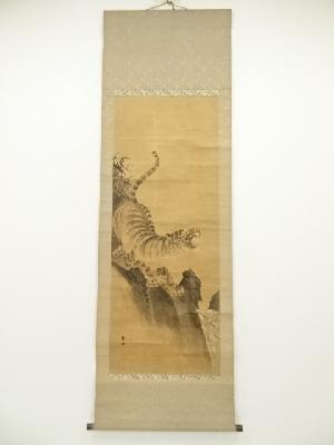 雲仙筆　虎図　肉筆紙本掛軸